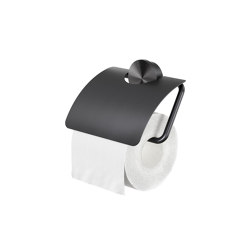 Opal Brushed Metal Black | Toilet Roll Holder With Cover Brushed Metal Black | Paper roll holders | Geesa