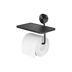 Opal Brushed Metal Black | Toilet Roll Holder With Shelf Brushed Metal Black | Paper roll holders | Geesa