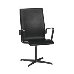Oxford™ | Chair | 3243T | Leather | 4 star black base | Armrest | Chairs | Fritz Hansen