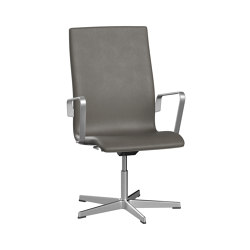 Oxford™ | Chair | 3293T | Leather | 5 star satin polished aluminum base | Armrest | Chairs | Fritz Hansen