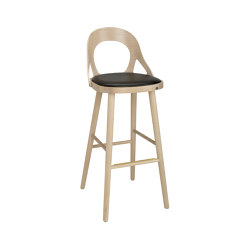 Colibri barchair 74cm oak blonde, bonded leather black emb | Bar stools | Hans K