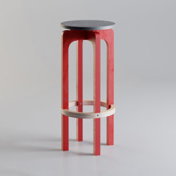 Arco | Confidenza 75-naturale, grigio basalto e rosso rubino | Bar stools | MoodWood