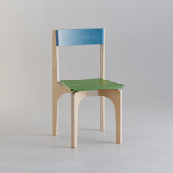 Arco | Tua-natural, pistache green and capri blue | without armrests | MoodWood