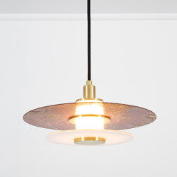 Klein | Pendant - 11 inch (Ginkgo etch in jasper two tone) | LED lights | Trella