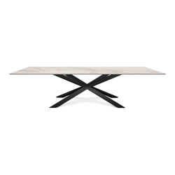 Mea induction dining table | Torano Statuario | Cross legs | Hobs | ATOLL