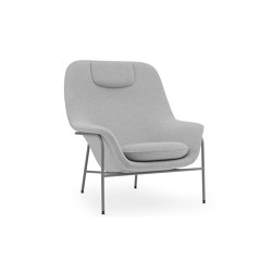 Drape Lounge Chair High W. Headrest Grey Steel Hallingdal | Fauteuils | Normann Copenhagen