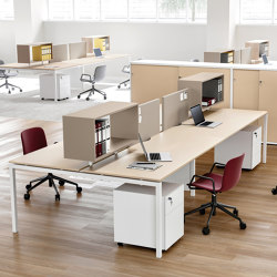 Italo_forty bench with overheads | Desk systems | ALEA