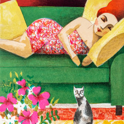 Cat and flower |  | NOVOCUADRO ART COMPANY