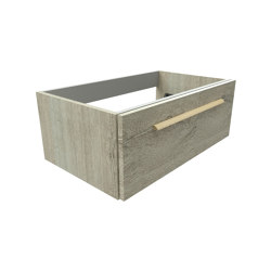 M-Line | Wall Mounted Vanity Unit Grey Oak/Lacquered Zanzibar Handle | Bathroom furniture | BAGNODESIGN