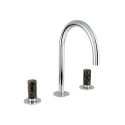 Sestriere | 3 Hole Deck Mounted Basin Mixer With Black Marble Handle