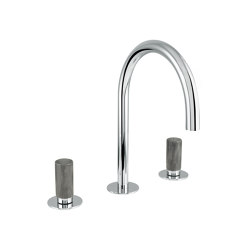 Sestriere | 3 Hole Deck Mounted Basin Mixer With Grey Marble Handle | Wash basin taps | BAGNODESIGN