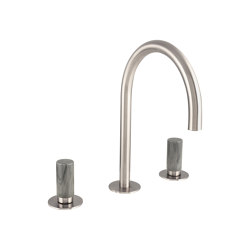 Sestriere | 3 Hole Deck Mounted Basin Mixer With Grey Marble Handle | Wash basin taps | BAGNODESIGN