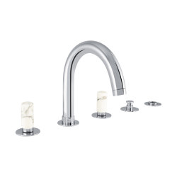 Sestriere | 5 Hole Bath Shower Mixer With White Marble Handle Without Hand Shower | Bath taps | BAGNODESIGN