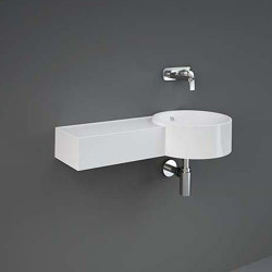 RAK-PETIT | Round Wall Hung Left Ledge Washbasin without tap hole | Wash basins | RAK Ceramics