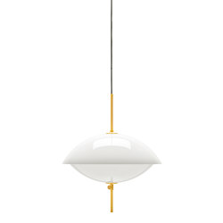 Clam™ | Pendant | ø440 | Opal glass shade | Brass suspension | Black cord | Suspended lights | Fritz Hansen