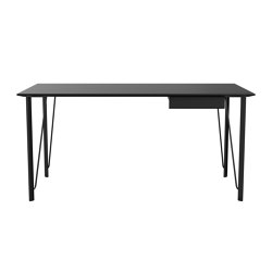 FH3605™ | Desk with drawer | Black coloured ash | Black powder coated steel base | Tabletop rectangular | Fritz Hansen