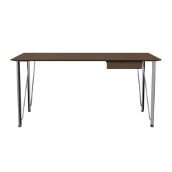 FH3605™ | Desk with drawer | Walnut | Chromed steel base | Escritorios | Fritz Hansen