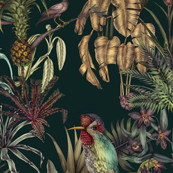 Birds Birds - Deep Green | Wall coverings / wallpapers | Feathr