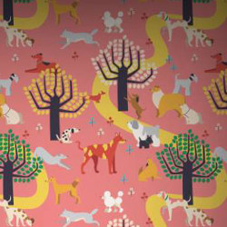Dog Park - Pink | Wall coverings / wallpapers | Feathr