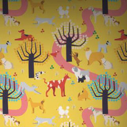 Dog Park - Yellow | Wall coverings / wallpapers | Feathr