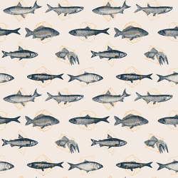 Fishes In Geometrics - Pale & Orange | Wandbeläge / Tapeten | Feathr