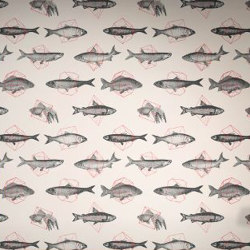 Fishes In Geometrics - Sand & Red | Wandbeläge / Tapeten | Feathr