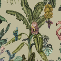 Monkeys with Birds - Cream | Wall coverings / wallpapers | Feathr