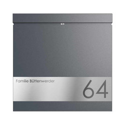 BRENTANO letterbox with newspaper compartment - Elegance 2 design - RAL 7016 anthracite grey | Buzones | Briefkasten Manufaktur