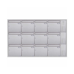 12er Stainless steel flush-mounted letterbox system BASIC Plus 382XU UP with bell box on the side right 100mm depth | Mailboxes | Briefkasten Manufaktur