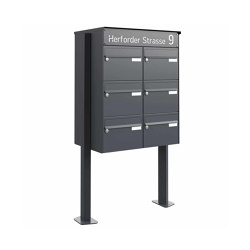 6er 2x3 letterbox system freestanding Design BASIC Plus 385XP ST-T - LED lettering - RAL colour | Mailboxes | Briefkasten Manufaktur