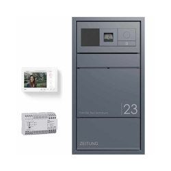 Flush-mounted letterbox GOETHE UP with newspaper compartment - GIRA System 106 Keyless In - VIDEO complete set | Buzones | Briefkasten Manufaktur