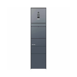 Design mailbox pedestal GOETHE with newspaper compartment - RAL colour of your choice - DoorBird video intercom system | Briefkästen | Briefkasten Manufaktur