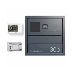Design pass-through letterbox GOETHE MDW - RAL colour - GIRA System 106 Keyless In - VIDEO complete set 300-390mm depth | Briefkästen | Briefkasten Manufaktur