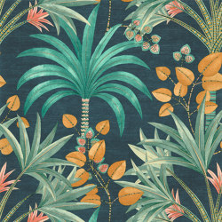 MIRISSA PETROLE/TURQUOISE | Pattern plants / flowers | Casamance