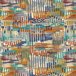 POINT DE VUE TURQUOISE ORANGE BRULEE | Drapery fabrics | Casamance