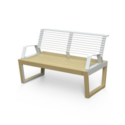 Barka Two-seat Bench with Armrests | open base | Egoé