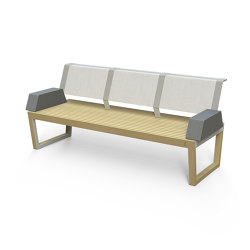 Three-seat bench with armrests Barka | Benches | Egoé