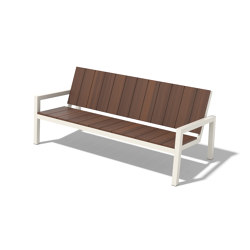 Three-seat bench with armrests Laurede | open base | Egoé