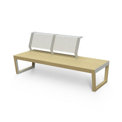 Three-seat bench with partial backrest Barka
