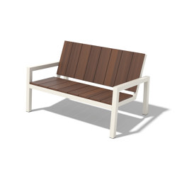 Two-seat bench with armrests Laurede | open base | Egoé