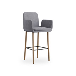 sofie - Barstool with armrests, 4 wooden feet  | Barhocker | Rossin srl