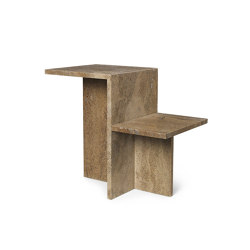 Distinct Side Table - Dark Brown Travertine | Tabletop rectangular | ferm LIVING