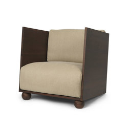 Rum Lounge Chair -  Rich Linen - Dark Stained