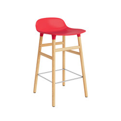 Form Barstool 65 cm Oak Bright Red | Bar stools | Normann Copenhagen