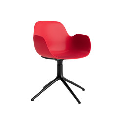 Form Armchair Swivel 4L Black Alu Bright Red | Stühle | Normann Copenhagen
