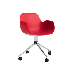 Form Armchair Swivel 4W Alu Bright Red | Stühle | Normann Copenhagen