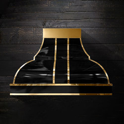 Polished Black & Brass Range Hood - MICHELLE | Wall cooker hoods | AMORETTI BROTHERS