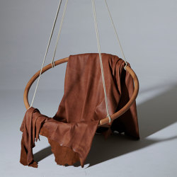Sling Wooden Ring - Draped Leather - Hanging Chair | Rocking armchairs | Studio Stirling