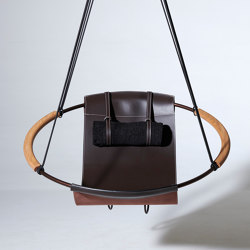 Sling Wooden Armrest - Thick Leather - Hanging Chair | Schaukeln | Studio Stirling