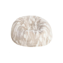 Pouf Intérieur Fausse Fourrure | Pouf en fausse fourrure beige et blanche | Seating | MX HOME